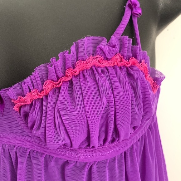 Vintage Y2K La Senza Sheer Purple Ruffle Camisole Tank Top - Picture 4 of 8